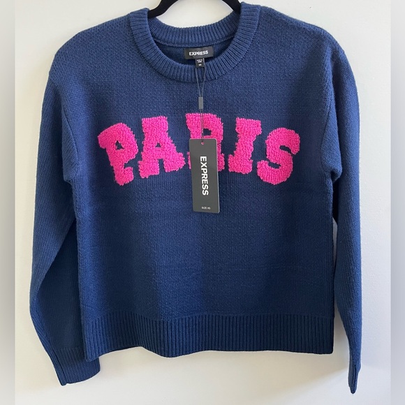 Express Sweaters - 🩷 Express PARIS BOUCLE KNIT PATCH SWEATER Women’s